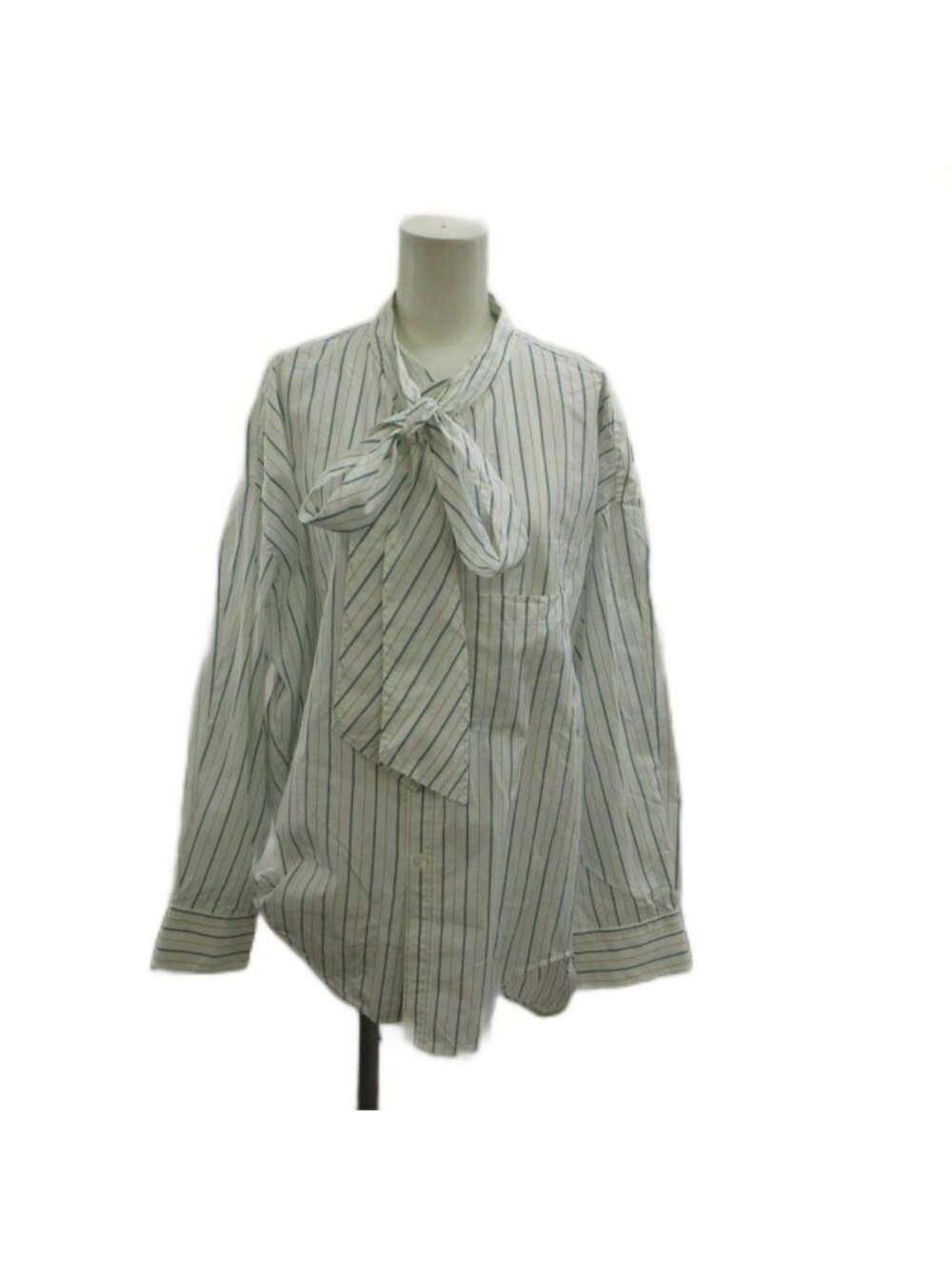 Balenciaga New Swing Shirt Long Sleeve Bow Tie Striped Logo Print Oversize S 34